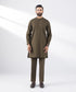Men's Stitched 2 PC Brown Cotton Suit